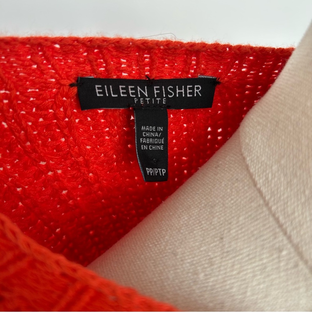 Eileen Fisher Orange Cozy Organic Cotton Ribbed Knit Sweater - Picture 6 of 9